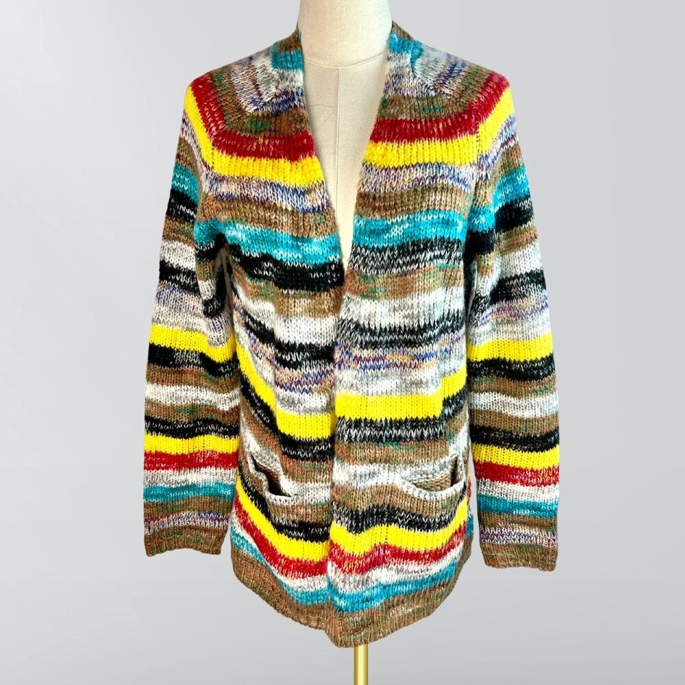 Noracora Multicolor Knit Open Front Pockets Cardigan Sweater